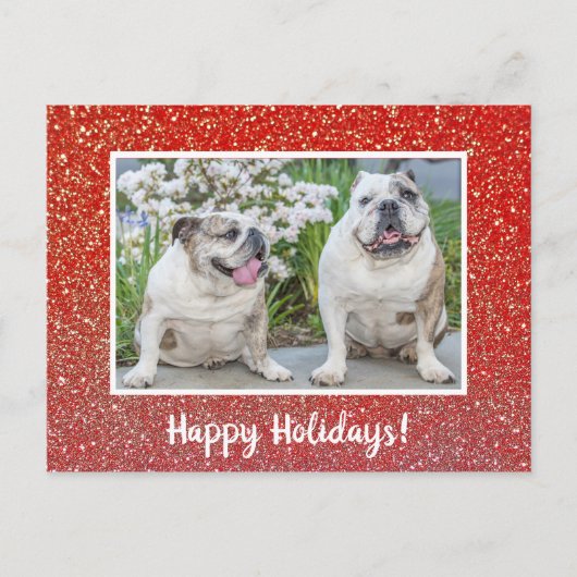 Carte Postale Joyeuses Vacances Parties scintillant Rouge Photo (Devant)