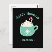 Carte Postale Joyeuses vacances Pastel Blue Hot Chocolate Cup (Devant / Derrière)