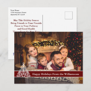 Carte Postale Joyeuses vacances Photo Blanc Plan Arbre de Noël