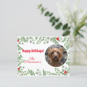 Carte Postale Joyeuses vacances Photo Custom Holly Greenery