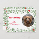 Carte Postale Joyeuses vacances Photo Custom Holly Greenery (Devant / Derrière)