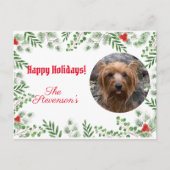 Carte Postale Joyeuses vacances Photo Custom Holly Greenery (Devant)