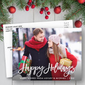 Carte Postale Joyeuses vacances Photo Moderne Brosse Script