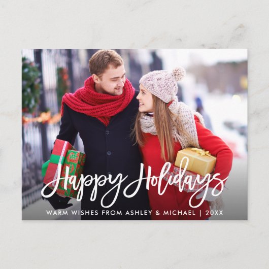 Carte Postale Joyeuses vacances Photo Moderne Brosse Script (Devant)