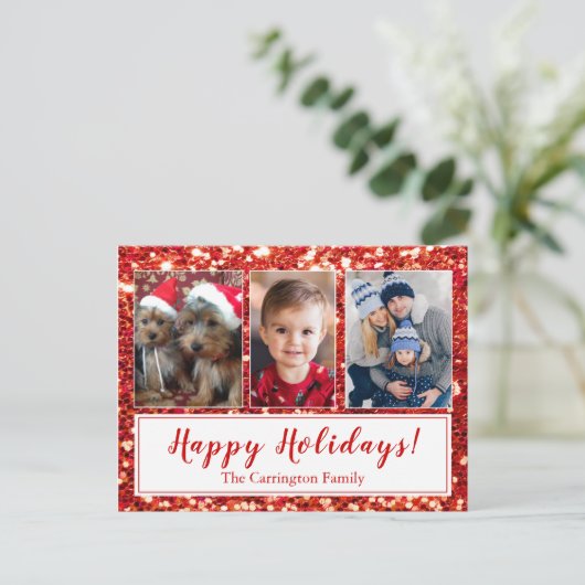 Carte Postale Joyeuses vacances Script photo Noël Post (Debout devant)