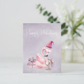 Carte Postale Joyeuses Vacances Tropical Joli Flamant rose Rose (Debout devant)
