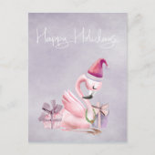 Carte Postale Joyeuses Vacances Tropical Joli Flamant rose Rose (Devant)