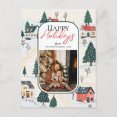 Carte Postale Joyeuses vacances Village d'hiver Photo de famille (Devant)