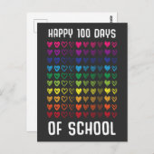 Carte Postale Joyeux 100 Jours D'École Cent Coeurs (Devant / Derrière)