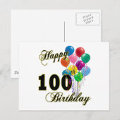 Carte Postale Joyeux 100e anniversaire cadeaux et vêtements d'an (Devant / Derrière)