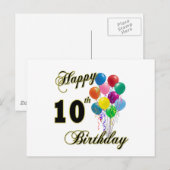 Carte Postale Joyeux 10e anniversaire cadeaux et vêtements d'ann (Devant / Derrière)