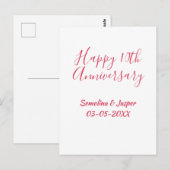 Carte Postale joyeux 10e anniversaire nom rouge rétro simple mod (Devant / Derrière)