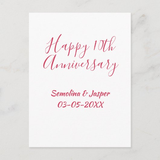 Carte Postale joyeux 10e anniversaire nom rouge rétro simple mod (Devant)