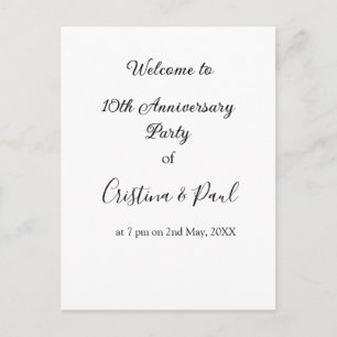 Carte Postale Joyeux 10ème anniversaire de mariage simple nom mi
