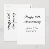 Carte Postale Joyeux 10ème anniversaire de mariage simple nom mi (Devant / Derrière)