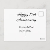 Carte Postale Joyeux 10ème anniversaire de mariage simple nom mi (Dos)
