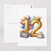 Carte Postale Joyeux 12e anniversaire (Devant / Derrière)