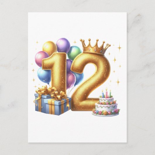 Carte Postale Joyeux 12e anniversaire (Devant)