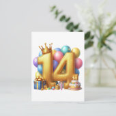 Carte Postale Joyeux 14e anniversaire (Debout devant)