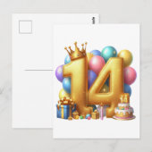 Carte Postale Joyeux 14e anniversaire (Devant / Derrière)