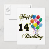 Carte Postale Joyeux 14e anniversaire cadeaux et vêtements d'ann (Devant / Derrière)