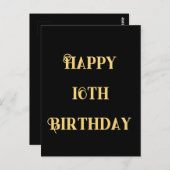 Carte Postale Joyeux 16e anniversaire Or Jaune Seize âge personn (Devant / Derrière)