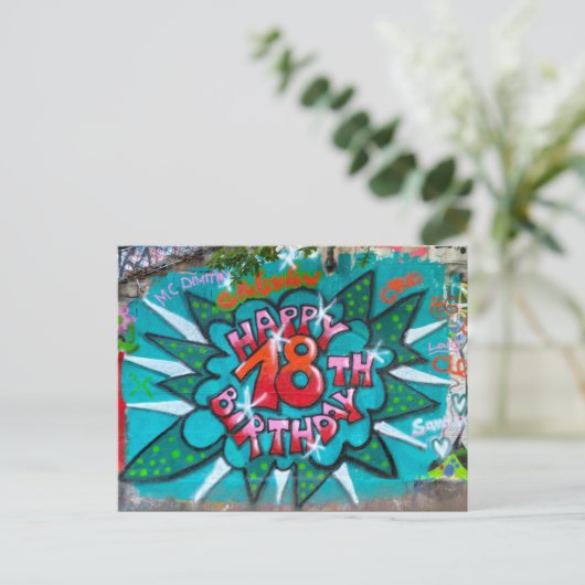 Carte Postale Joyeux 18e Anniversaire Graffiti (Debout devant)