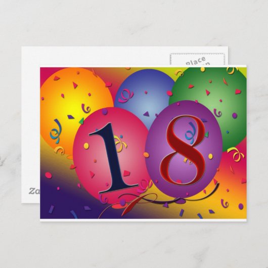 Carte Postale Joyeux 18ème anniversaire ! (Devant / Derrière)