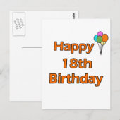 Carte Postale Joyeux 18ème anniversaire (Devant / Derrière)