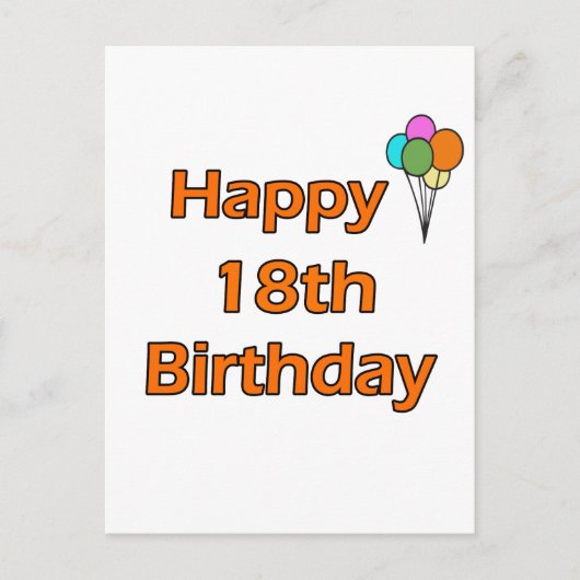 Carte Postale Joyeux 18ème anniversaire (Devant)