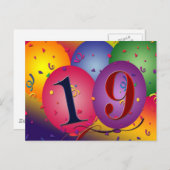 Carte Postale Joyeux 19ème anniversaire (Devant / Derrière)