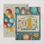 Carte Postale "Joyeux 1er anniversaire à notre petite superstar  (Devant / Derrière)