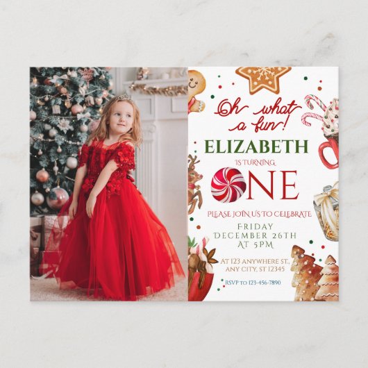 Carte Postale Joyeux 1er anniversaire au Père Noël de Noël et à (Devant)