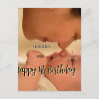 Joyeux 1er anniversaire enfants bébé mère noir jau
