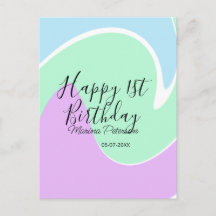 Joyeux 1er anniversaire rose vert bleu acrylique v