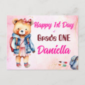 Carte Postale Joyeux 1er jour d'école mignon ours en peluche ave (Devant)