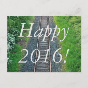 Carte Postale Joyeux 2016 ! Voie ferrée dans la nature