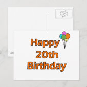 Carte Postale Joyeux 20e anniversaire (Devant / Derrière)