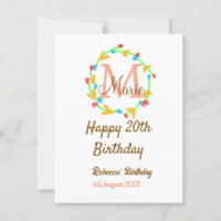 Joyeux 20e Anniversaire couronne monogramme rouge