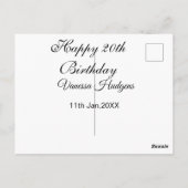 Carte Postale Joyeux 20e anniversaire nom date simple minimal  (Dos)