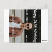 Carte Postale Joyeux 20e anniversaire simple photo ajouter nom d (Dos)