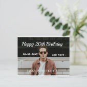 Carte Postale Joyeux 20ème anniversaire simple photo ajouter nom (Debout devant)