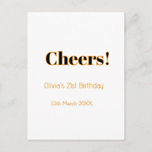 Carte Postale Joyeux 21e anniversaire ajoutez nom date simple mi