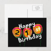 Carte Postale Joyeux 21e Anniversaire Ballons Colorés (Devant / Derrière)