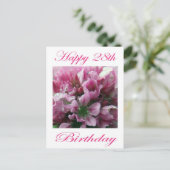 Carte Postale Joyeux 28e anniversaire rose et vert Fleur (Debout devant)
