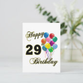 Carte Postale Joyeux 29e anniversaire cadeaux avec ballons (Debout devant)
