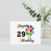 Carte Postale Joyeux 29e anniversaire cadeaux avec ballons (Debout devant)