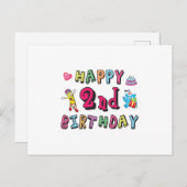 Carte Postale Joyeux 2ème anniversaire 2 ans surprise d'annivers (Devant / Derrière)