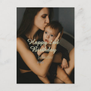 Carte Postale Joyeux 2ème anniversaire enfants bébé mère jaune g