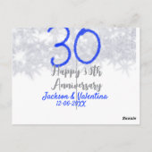 Carte Postale Joyeux 30e anniversaire mariage argent bleu partie (Dos)